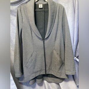 CAbi Drop off  Zip-Up Jacket. Pinstripe High Low style. M